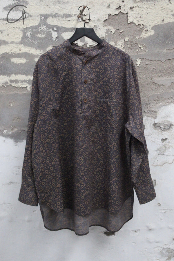 AVIVA JIFEI XUE 25 Spring and Summer Ink Peony Print Stand Collar Pullover Shirt AJX-SS25-SCPS-IPP-MMDBH
